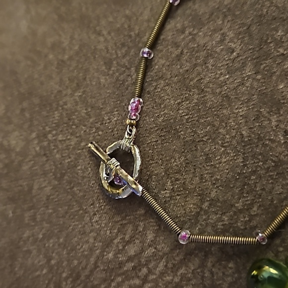 HANDMADE Heavyweight Rainbow Glass Spring Beaded Festival Necklace - Picture 7 of 7